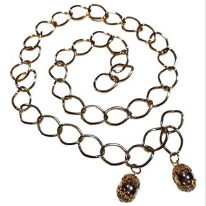 BELT GOLD TONE ACORN TASSLE PREPPY CHAIN BELT